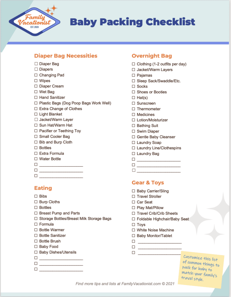 Baby Packing List for Travelers