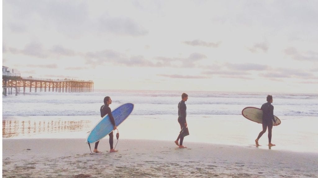 Surfers on the beach in San Diego (Photo: @TonyTheTigersSon via Twenty20)