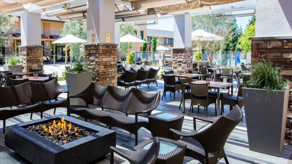   Napa Valley Marriott Hotel & Spa offers a courtyard with fire pits (Photo: Marriott)