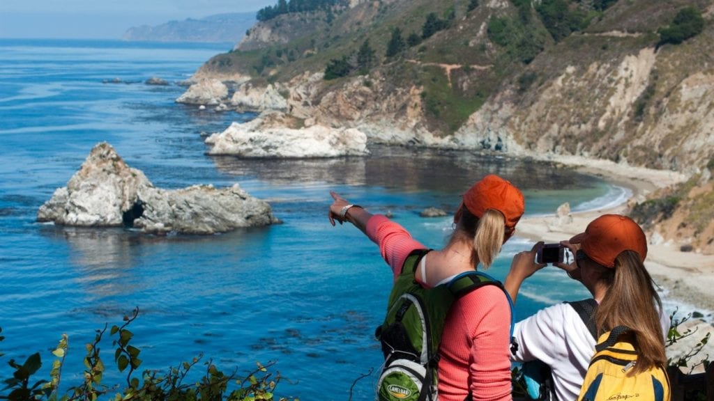 Two people looking out over Point Lobos State Natural Reserve in Monterey