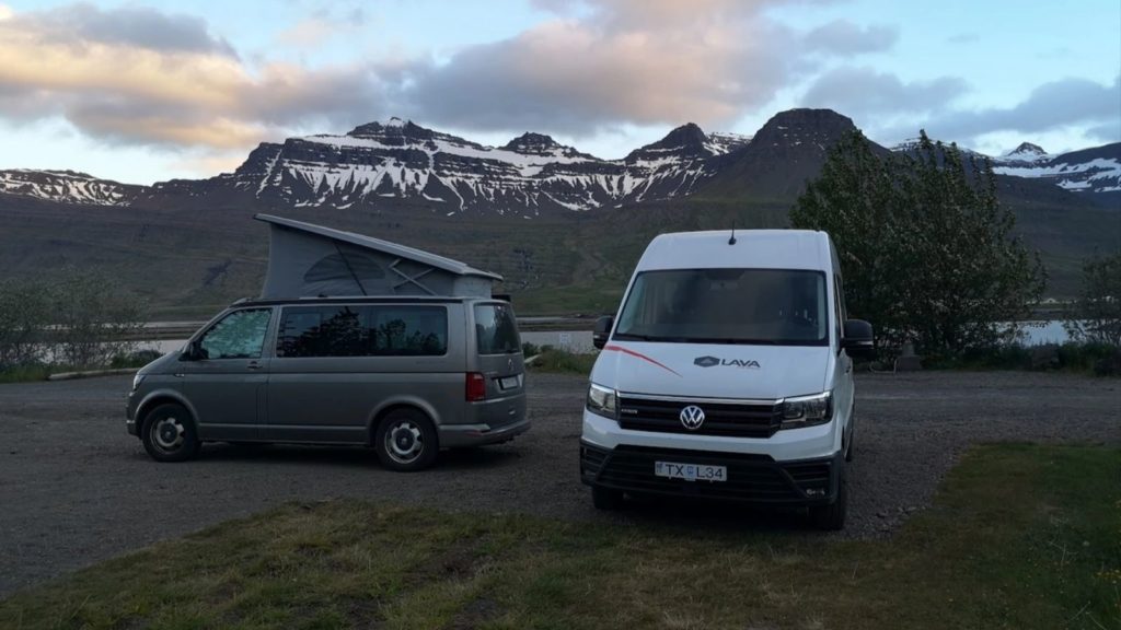 Camping with a view of snow capped mountains in Iceland (Photo: Kerry Sainato)