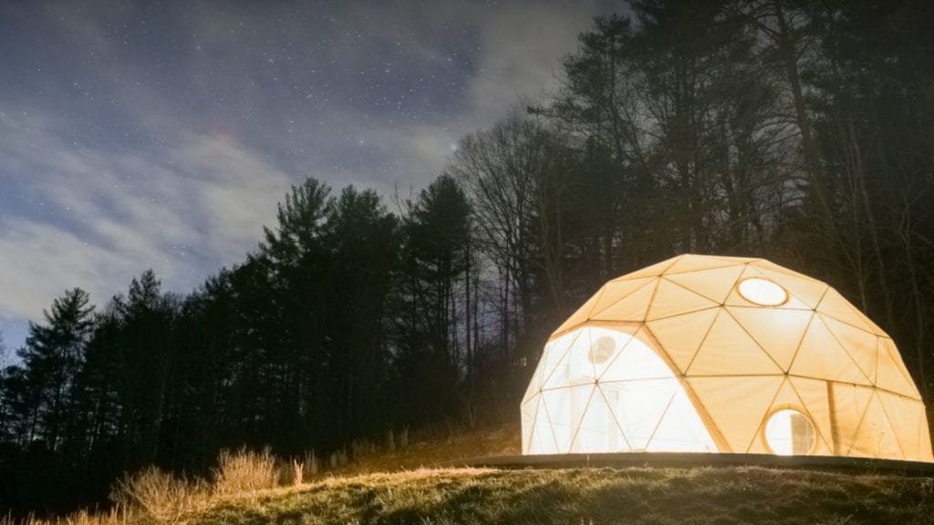 Asheville glamping dome tent
