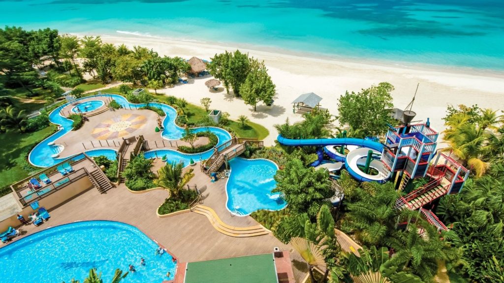 Aerial view of waterpark and beach at Beaches Negril all-inclusive beach resort (Photo: Beaches)