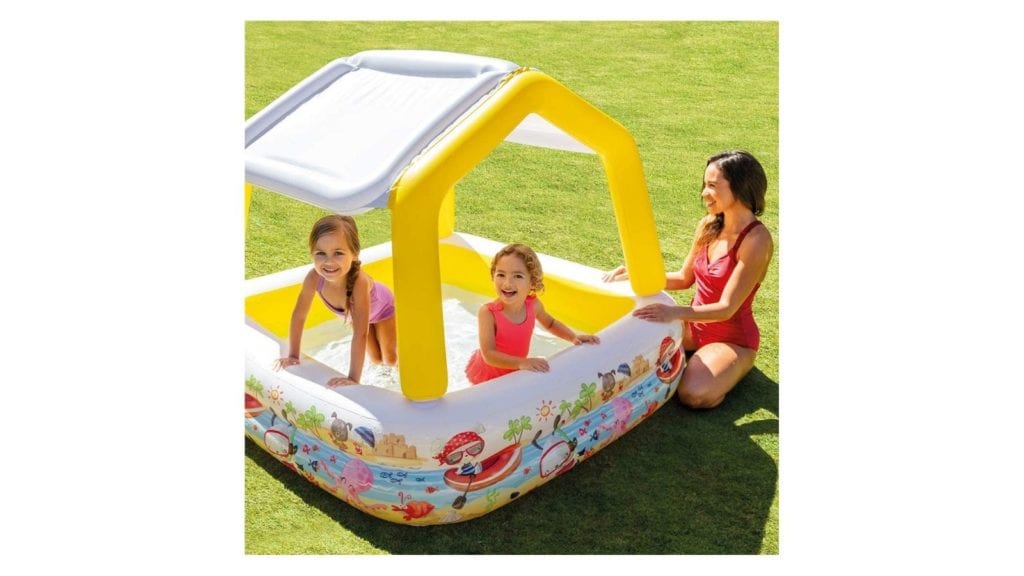 InLoveArts inflatable paddling pool with pump sunshade swimming pool for kids adults rectangle with wireless air pump paddling pool with shade swimming pool with cover 