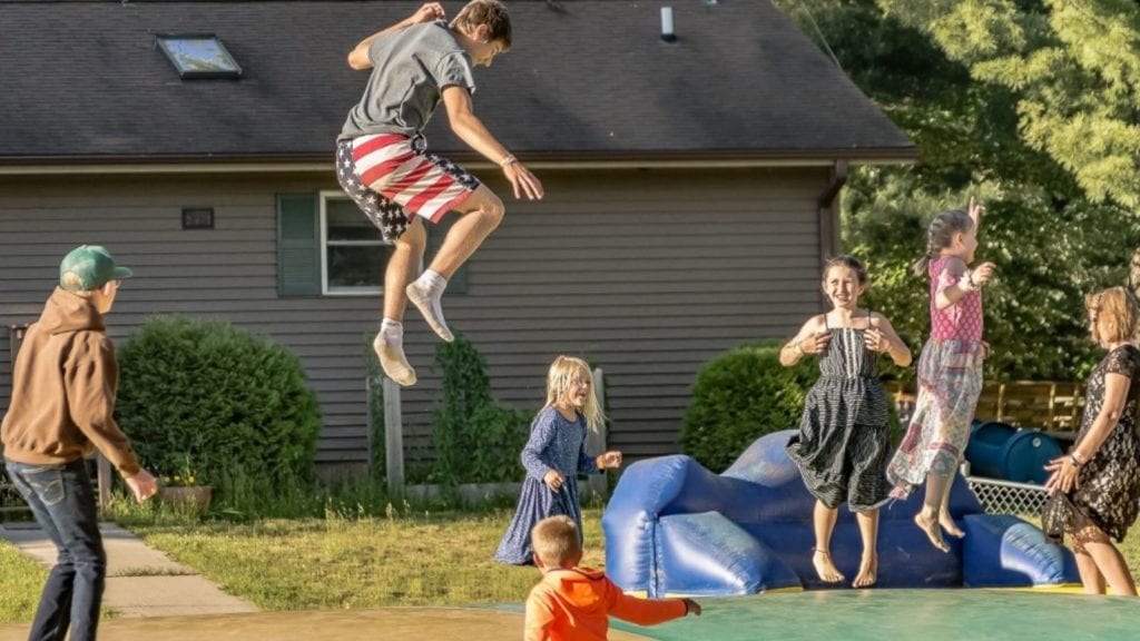Jumping on a giant pillow at Pineland Camping Park (Photo: Pineland Camping Park)
