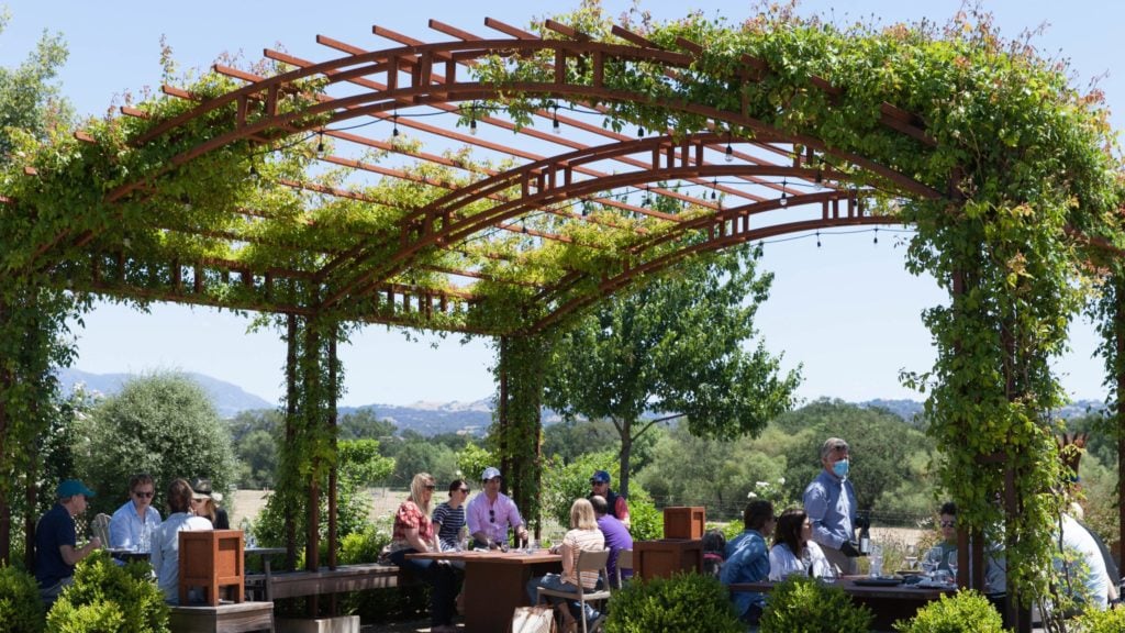 View of picnic area at Bricoleur Vineyards in Windsor near Healdsburg, California