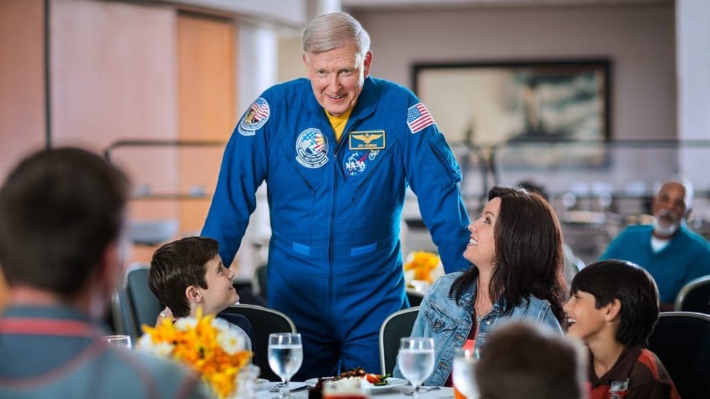 Families have the unique opportunity to share lunch with astronaut such as Jon McBride (Photo: Kennedy Space Center)