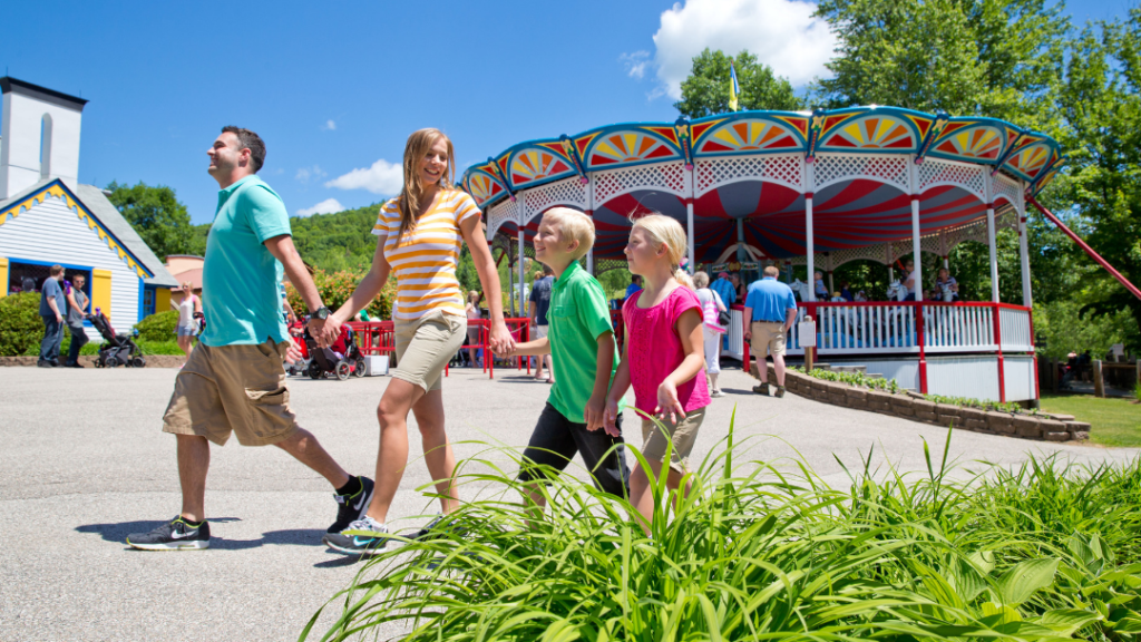 Family walking at Story Land amusement park for kids (Photo: Story Land)