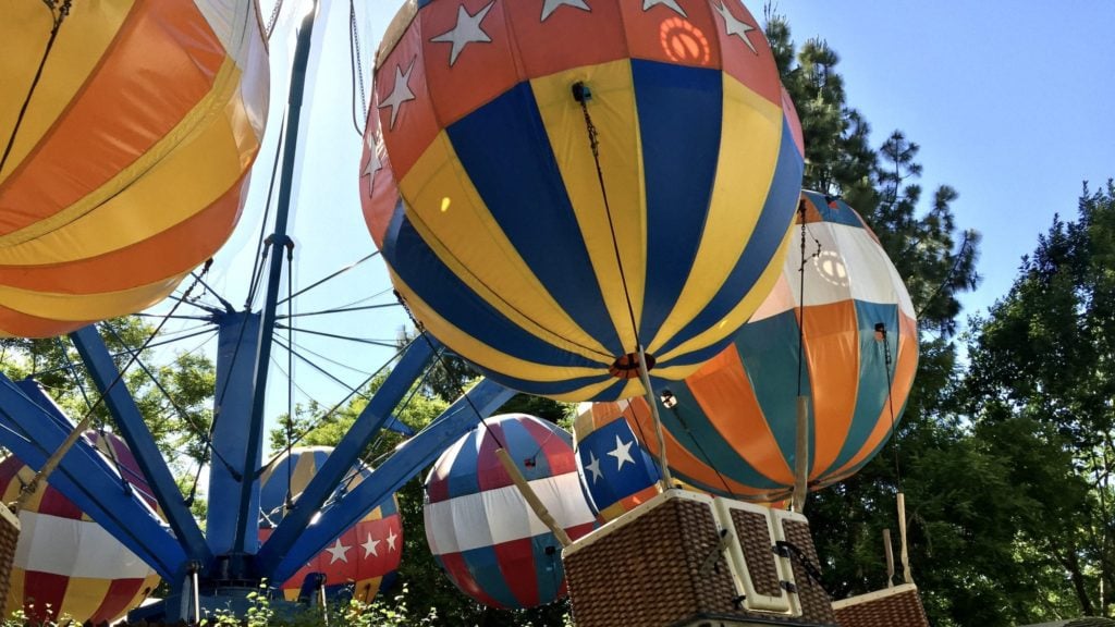 hot air balloon ride at Gilroy Gardens, a theme park for young children