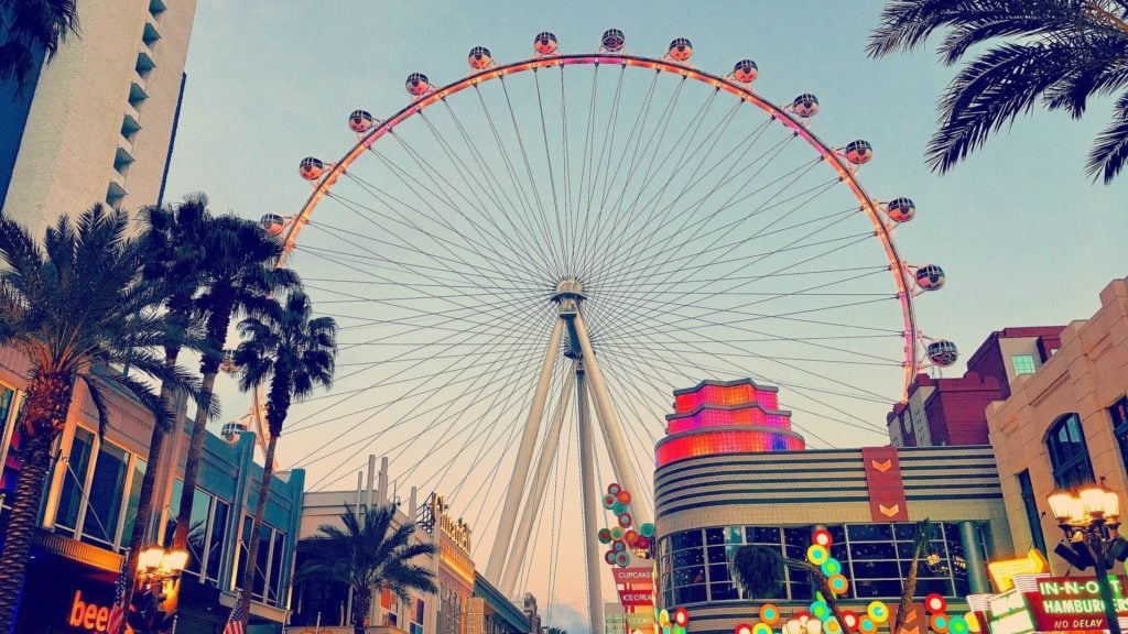 View of High Roller observation wheel in Las Vegas, a top U.S. tourist attraction