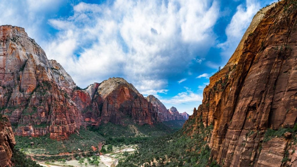 Zion National Park on a bright day. Zion is among the top U.S. tourist attractions