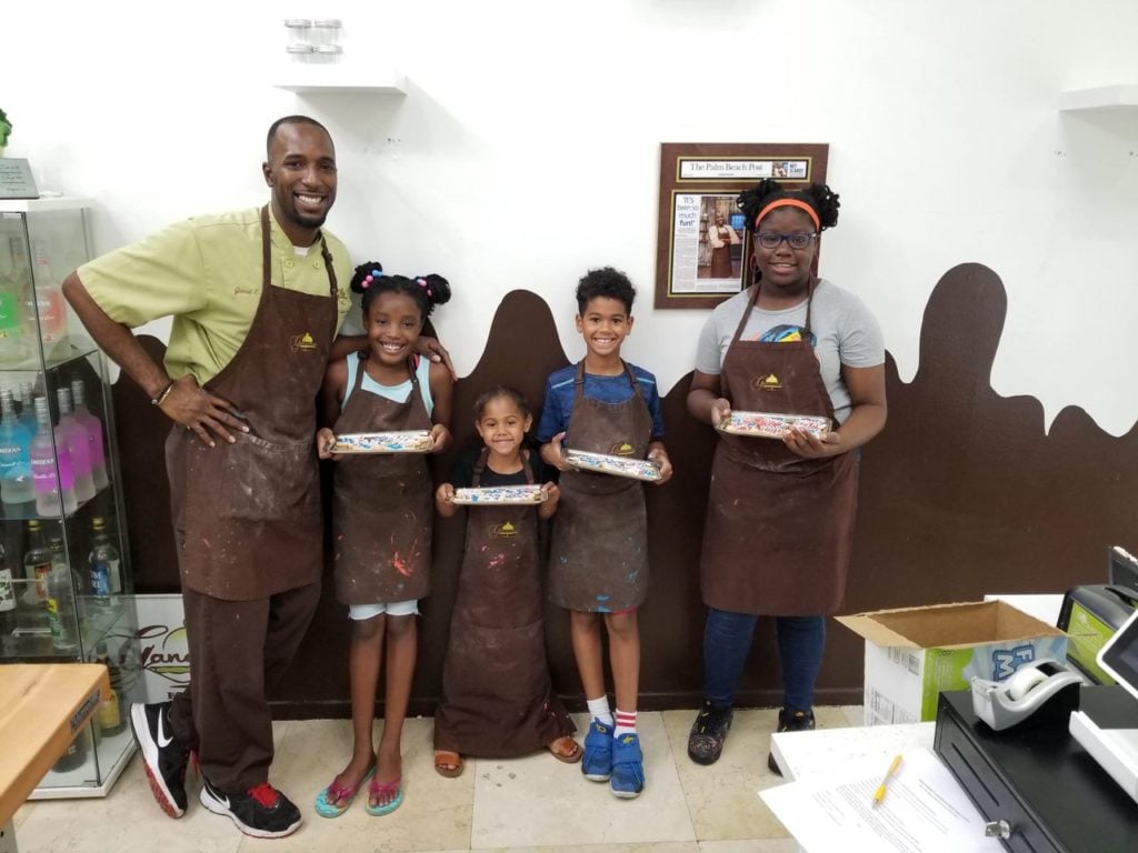 Family baking class at Ganache Bakery in West Palm Beach, Florida