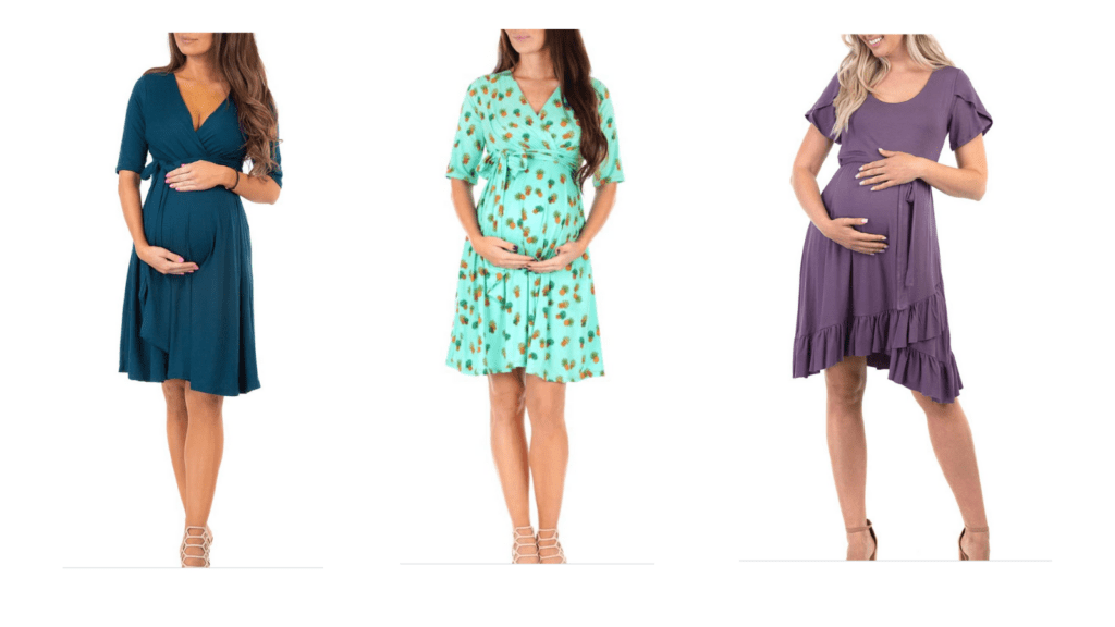 Mother Bee Maternity Women’s Knee Length Wrap Dress