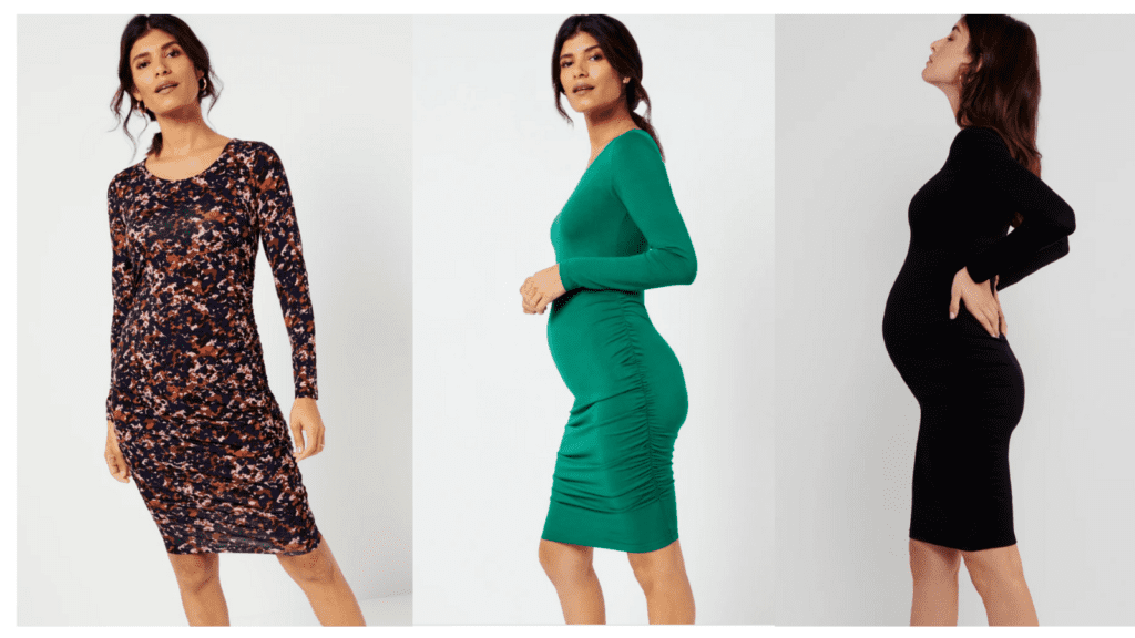 A Pea in the Pod Luxe Side Ruched Long Sleeve Maternity Dress