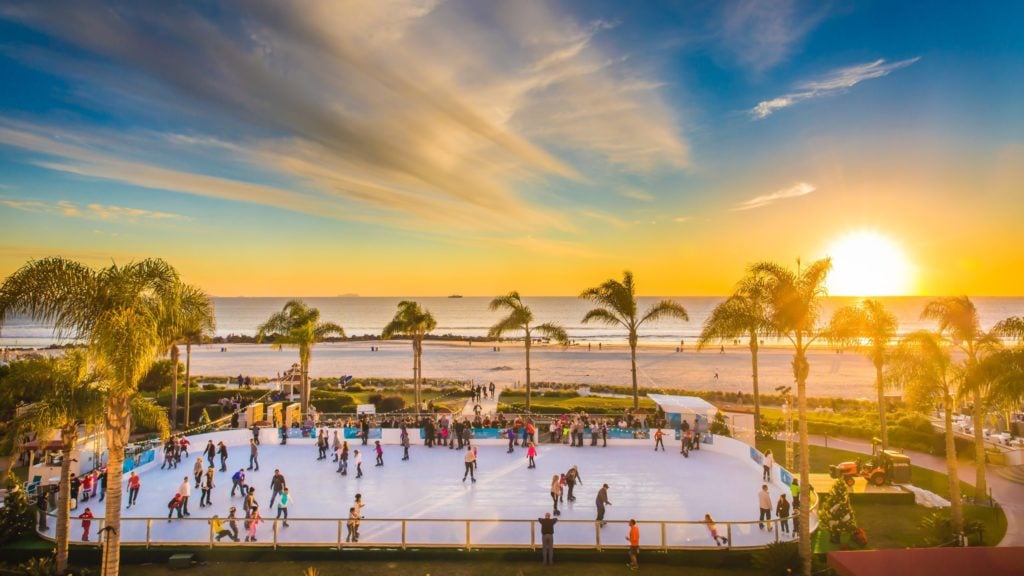 Skating by the Sea outdoor ice rink in San Diego