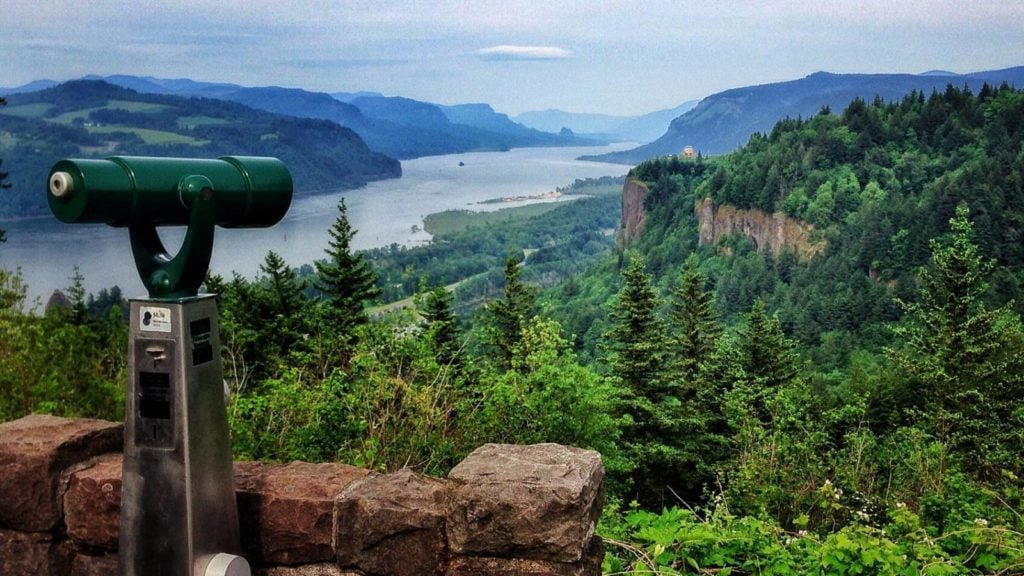 View of Columbia River Gorge, part of the Pacific Northwest and a good family travel destination
