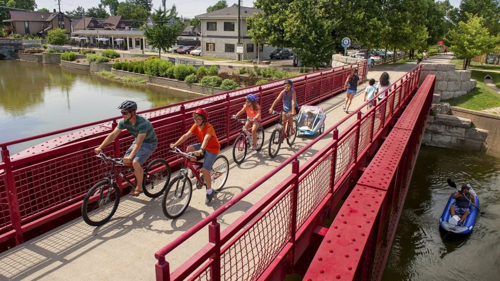 The Monon Trail cuts through the heart of Broad Ripple on the north side of Indianapolis.