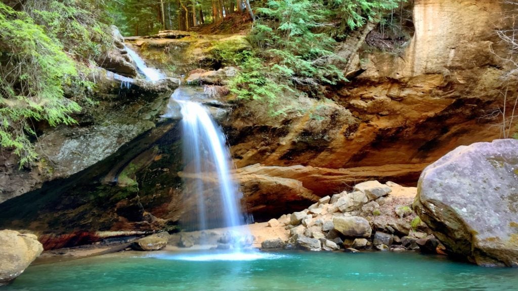 Old Man's Cave in Hocking Hills, Ohio, a popular Midwest vacation destination