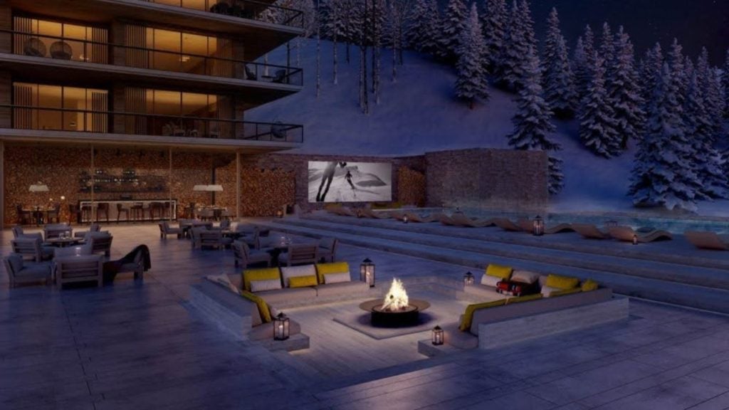Artist rendering of the outdoor pool and terrace (Photo: Six Senses Crans-Montan)