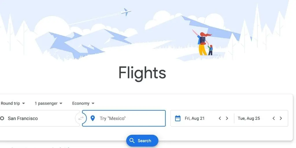 Screenshot of Google Flights