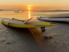surfboard on the beach in Jacksonville Florida
