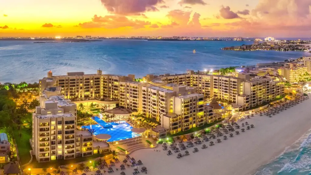 Cancun beach during sunset