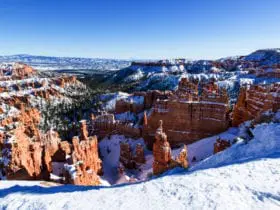 Winter activities in Zion National Park, Utah, USA
