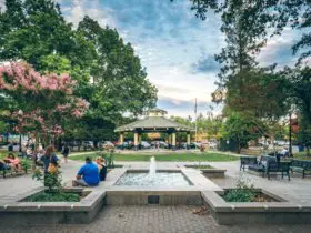 view of plaza in Healdsburg, California