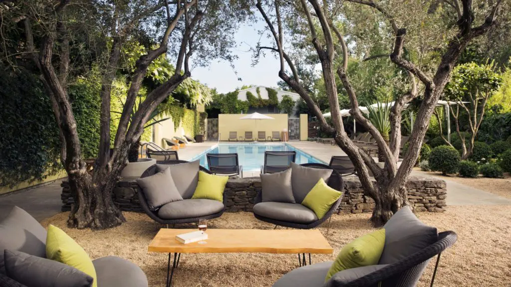 Pool and garden at Hotel Healdsburg in Healdsburg, California