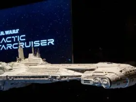 A model of the Halcyon starcruiser is viewable by guests for a limited time in Disney’s Hollywood Studios at Walt Disney World Resort in Lake Buena Vista, Fla. When guests book the two-night vacation experience for Star Wars: Galactic Starcruiser, debuting at Walt Disney World Resort in 2022, they will stay aboard this glamorous ship as they plunge into an all-immersive Star Wars story that goes beyond anything Disney has created before. (David Roark, photographer)
