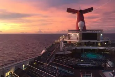 Cruise ship deck at sunrise