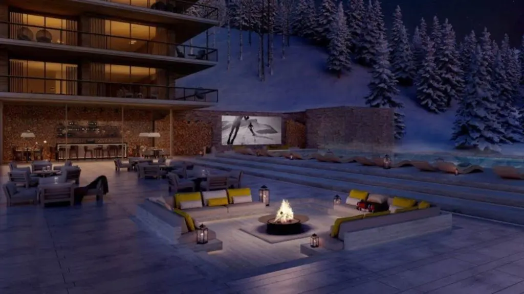 Artist rendering of the outdoor pool and terrace (Photo: Six Senses Crans-Montan)