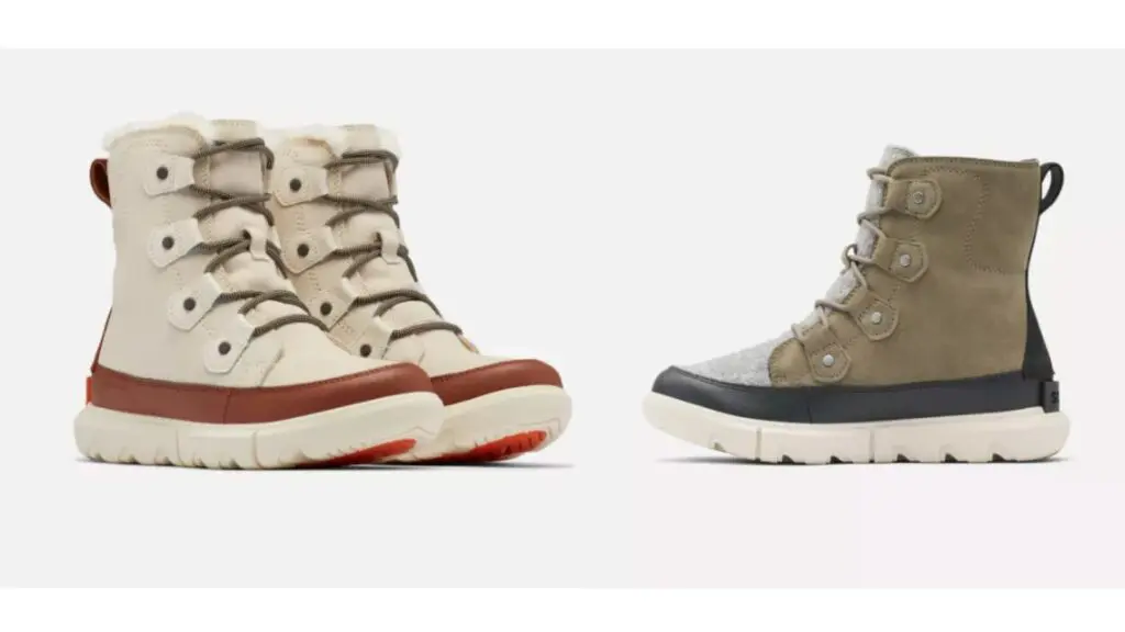 Sorel Jane winter boots in off-white and green