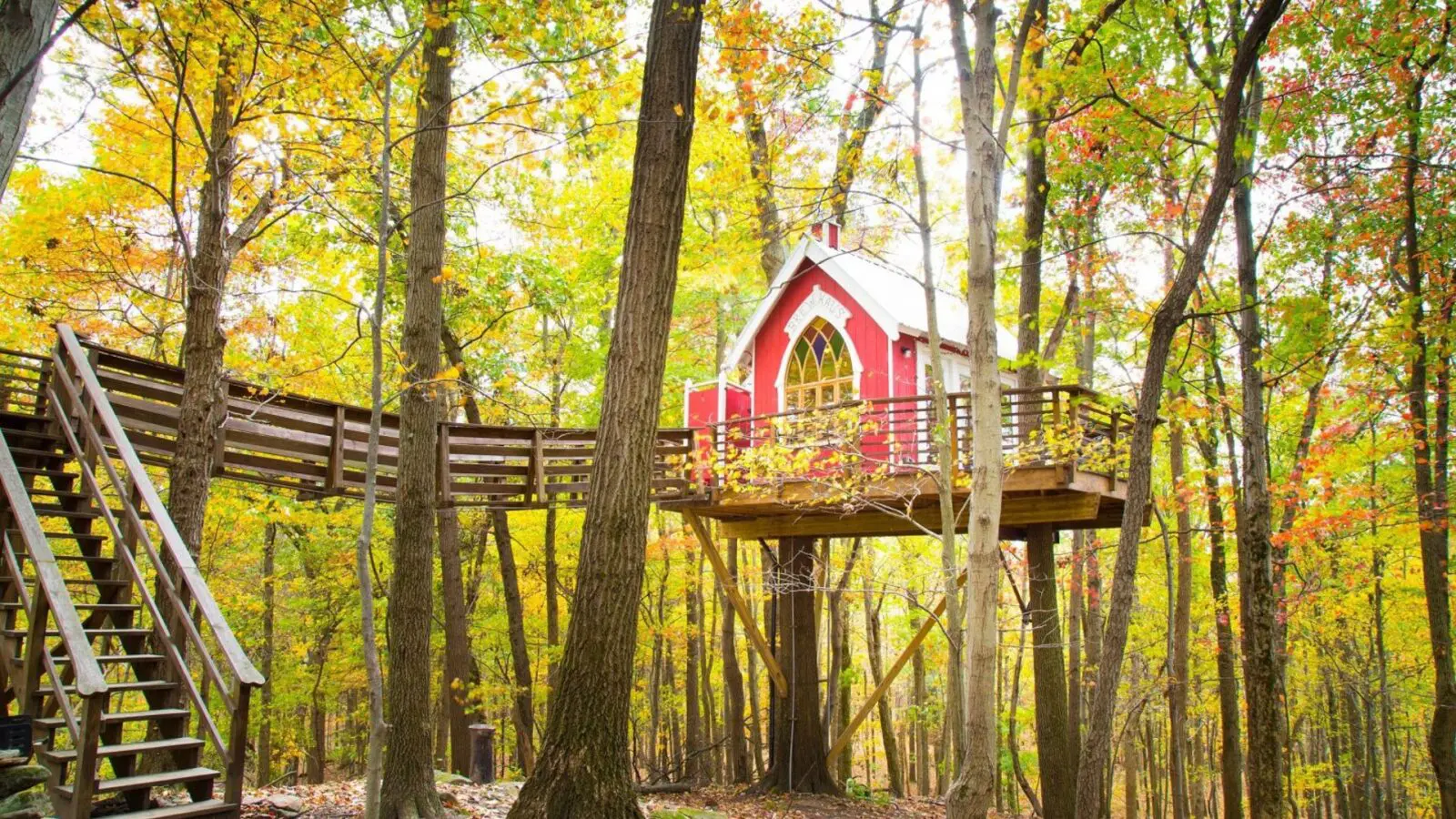 Little Red Treehouse at the treehouse hotel The Mohicans