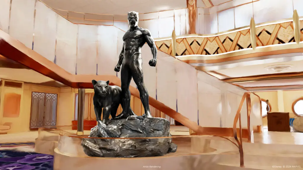 Disney Cruise Line's newest ship the Disney Destiny will feature a statue of Black Panther in the Grand Hall.