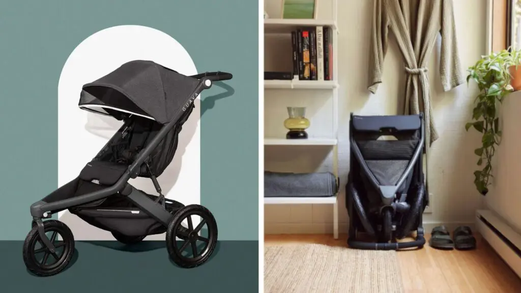 Folded and extended versions of the Guava Roam stroller
