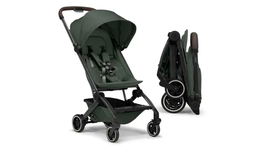 Joolz AER+ travel stroller folded up and expanded