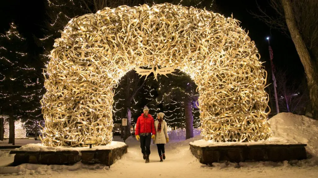 Lighted Antler Arch in Jackson Holel, Wyoming (Photo: Jackson Hole)