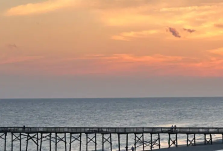 view of sunset over water in Beaufort, North Carolina