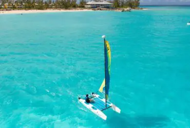 Catamaran on ocean in Bahamas