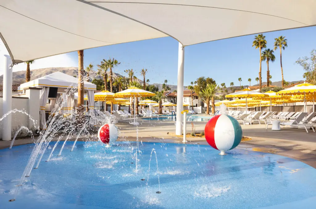 A splash pad with beach balls at Omni Rancho Las Palmas Resort & Spa