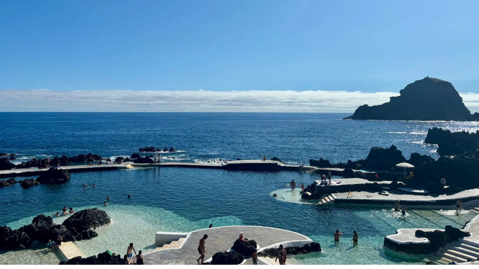 View over volcanic swimming pools at Porto Moniz in Madeira