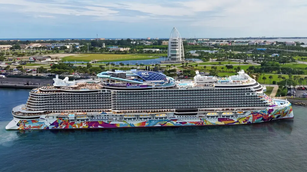 Cruise ship sailing into port