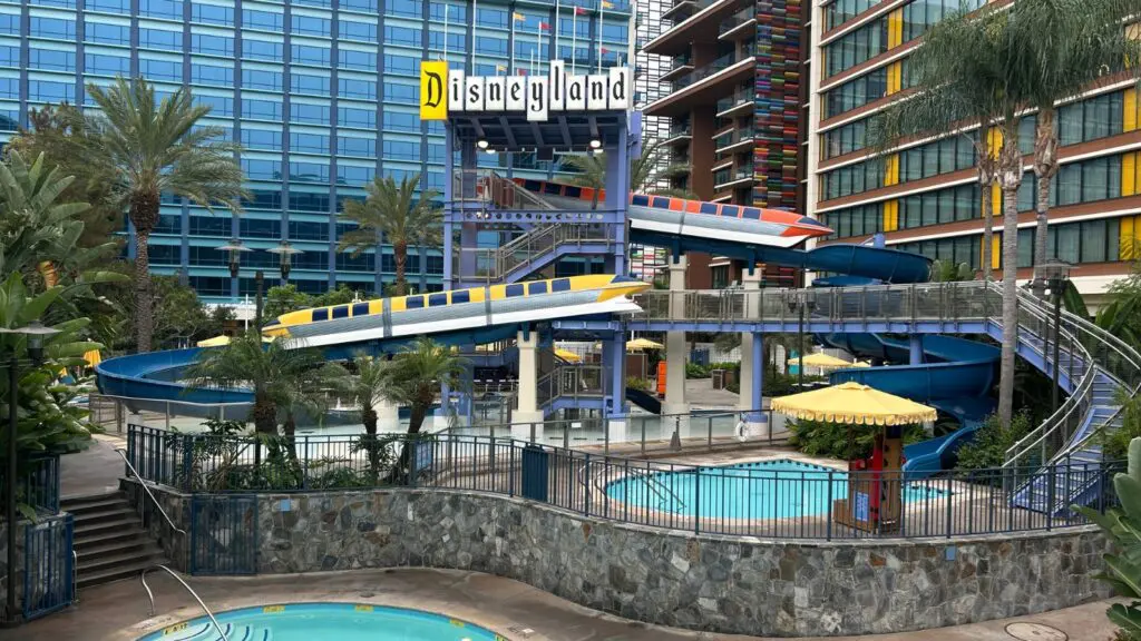 The twin monorail slides add a retro-cool vibe to the pool area (Photo: Josh Roberts)