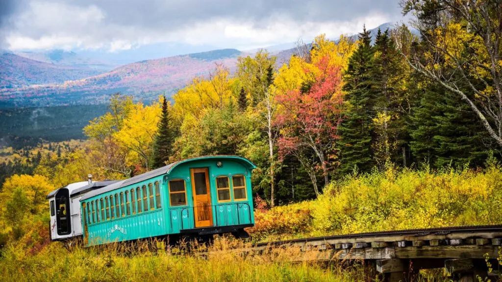 The Mount Washington Cog Railway in the fall