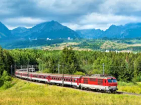 Passenger train in the High Tatra Mountains - Slovakia, Central Europe