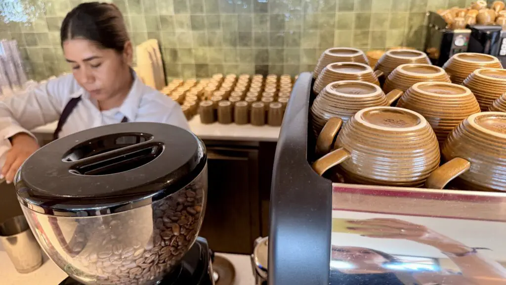 Club Med Punta Cana Coffee Shop, employee making an iced latte