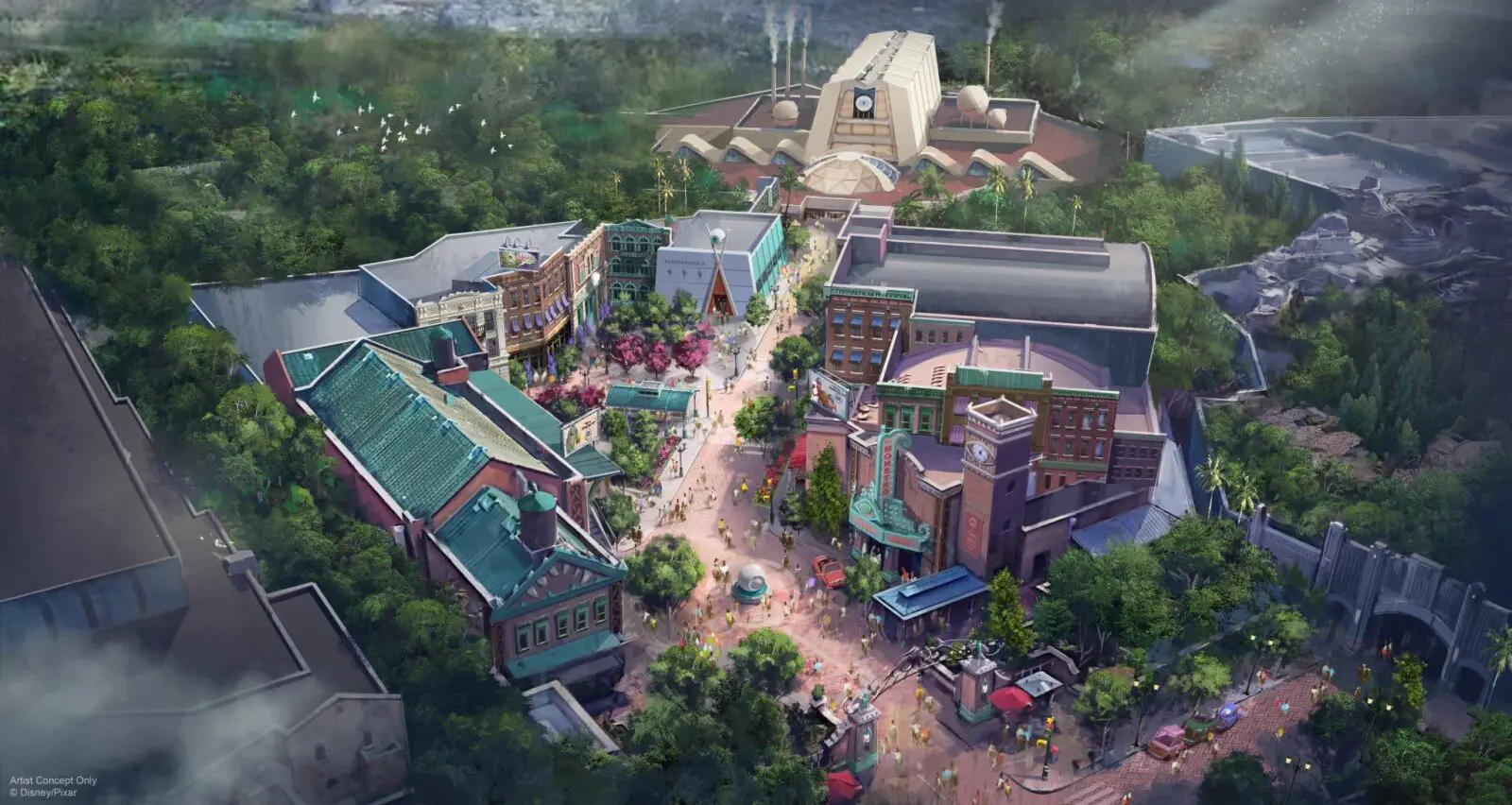 Concept art of Monsters Inc.-themed land coming to Hollywood Studios