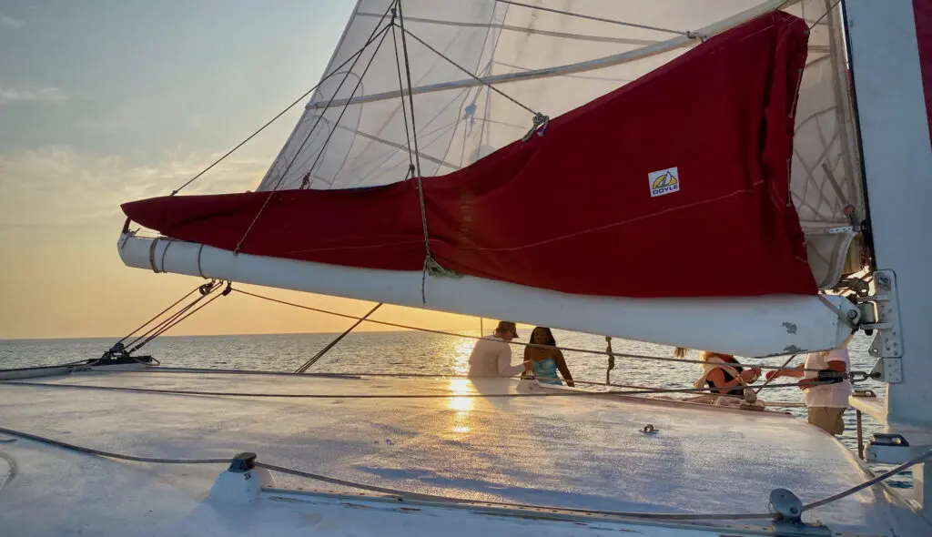 Sunset on a sailboat in Aruba