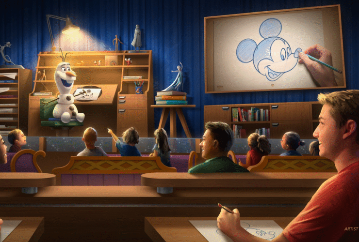 Artist rendering for Olaf Draws! at Disney's Hollywood Studios